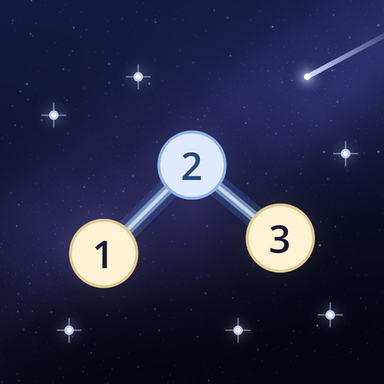 The Constellations app icon: three numbered stars joined by a path in a night sky.